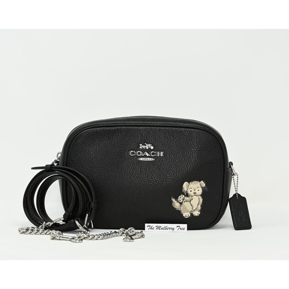 COACH JAMIE Camera Bag w Happy Dog Black Pebbled Leather CC791 NWT $398 - Picture 1 of 12